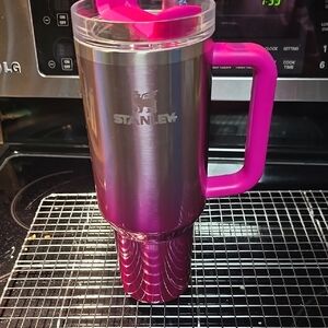 Stanley 40oz Pink and Silver Travel Mug